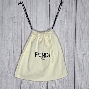 Fendi Roma Logo Dust Bag Pouch Cream 12x12 Designer Storage